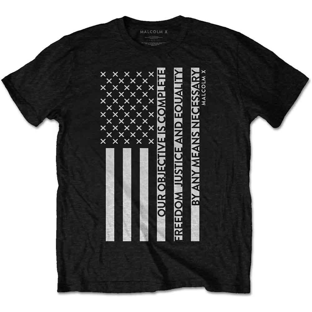 Malcolm X Freedom Flag T-Shirt Black New Unisex T-Shirt XXXL