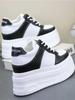 Fashion 12CM Platform Wedge Sneakers Microfiber Leather Comfy Breathable Skate Board Vulcanized Chunky Hidden Heel Block Shoes