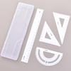 DELI Metal Ruler 20cm Set Stationery for Students Straightedge Triangle Ruler with Wave Line Protractor, Compass Triangle Plate