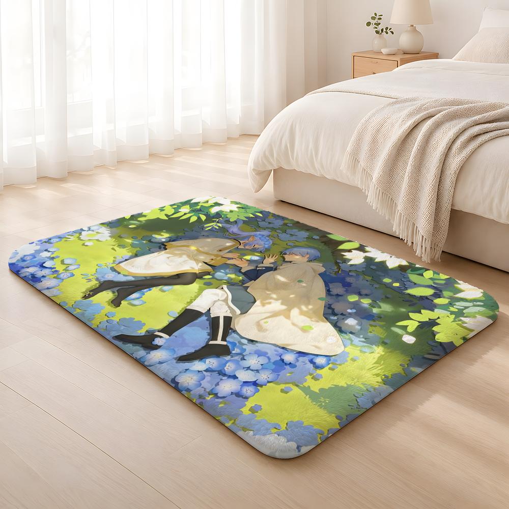 Anime F-Friend Cute Floor Mat Machine Washable Soft Flannel Area Rug, Non-Slip Absorbent Floor Mat for Living Room Bedroom