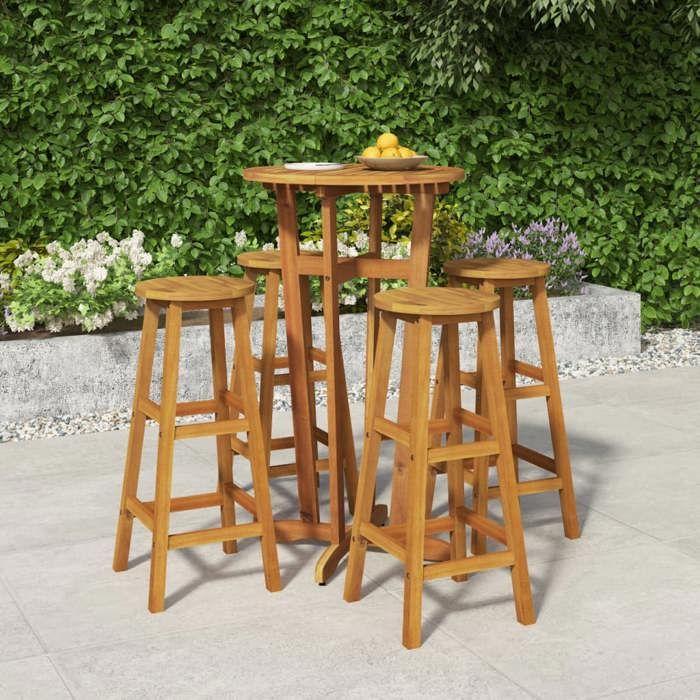 VidaXL Ensemble de Bar de Jardin 5 pcs, Table et Chaises avec Repose-Pieds, Ensemble de Meubles de Terrasse Extérieur, Bois 3154381
