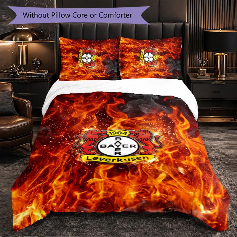 Set Biancheria da Letto Calcio Bayer Leverkusen 3 Pezzi Morbido Copripiumino con Federe Set Decorazione Camera da Letto per la Casa
