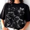 Monochrom Orchids Botanical Floral T-Shirt | Modern Flowers Lover Tee