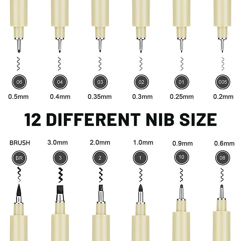 6/9/12 Pcs Needle Tube Fineliner Pens Art Waterproof Ink Drawing Needle Pens For Hand-Painting Comics Sketching And Drafting