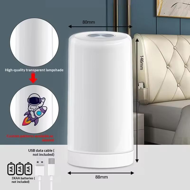 Modern USB Rechargeable Plug-In Dimmable Bed Lamp Night Lighting with Touch Control LED for Kids Bedroom Living Room