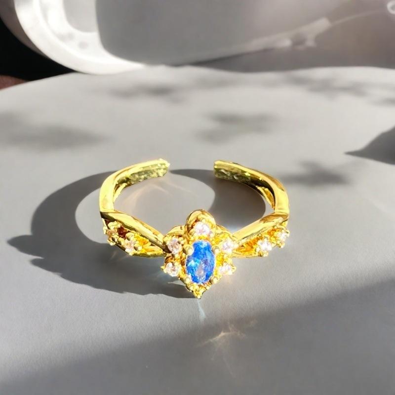 Yes, Touch The Blind Box Series, Colored Treasure Gypsy Open Ring, Wave Micro-Inlaid Zircon Light Luxury High-End Ring.