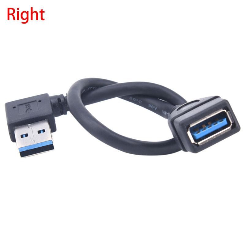 Prodlužovací kabel USB 3.0 zahnutý vpravo/vlevo o 90 stupňů, USB kabel samec na samici, adaptér