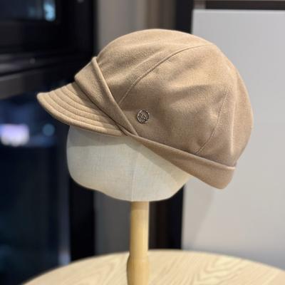 New Style Woolen Duck Tongued Hat for Women  Fashionable and Versatile Painter's Hat for Outdoor Travel Small Windproof and Warm Beret Showing Face