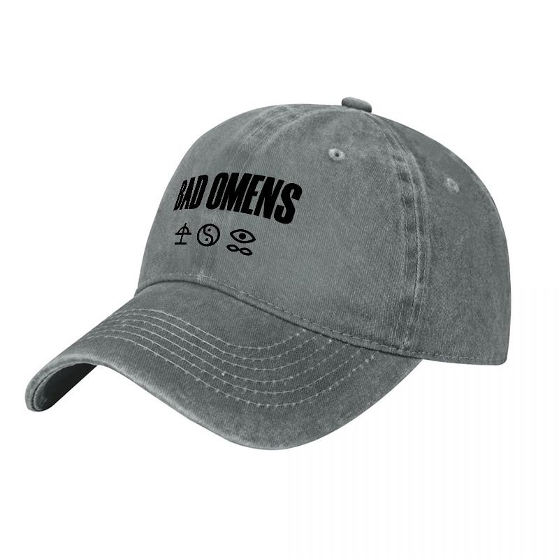 BAD OUnisexS Gewaschene Baumwoll-Baseballkappe Mit Used-Look Schwarzes Logo Verstellbare Passform für den täglichen Gebrauch Fans