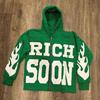 Unisex Hooded Zip-Up Sweatshirt With Letter Print Loose Fit Streetwear Casual Pullover