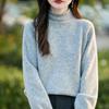 Women's Wool Ruffled Knit Turtleneck Sweater - Slimming Base Layer for Autumn/Winter Warmth