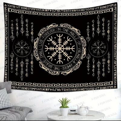 Scandinavian Rune Energy Field Tapestry Celtic Viking Mythology Art Backdrop for Living Room BB Cafe Decor