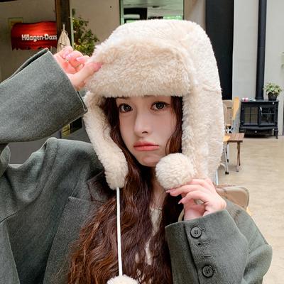 Plush Winter Hat  Autumn and Winter Warm Windproof Hat Outdoor Riding Ear Protection Hat  Cold Protection Lei Feng Hat New