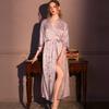 Nachthemd Damen Sommer Eis Seide Dünn Satin Jacquard Lang Retro Sexy High-End Frühling und Herbst Bademantel Robe