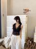 6060 Lace V-Neck Ice Silk Backless Tank Top with Integrated Cup Lingerie