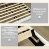 Double Bed Frame 140 X 190 Cm 2-Person Bed Adjustable Headboard Bed Base 150 X 198 X 101/106/111/116/121 Cm Cream