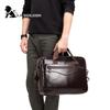 LAOSHIZI Men's Briefcase Male  Genuine Leather Messenger Bag Documents Bag Crossbody Bag