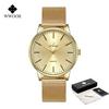 WWOOR Men's Watches Ultra thin Stainless Steel Waterproof Quartz Wrist Watch for Men Top Brand Luxury Fashion Male Watch