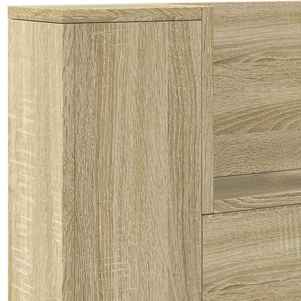Storage Headboard with LED Lighting Sonoma Oak Wood Based Material
