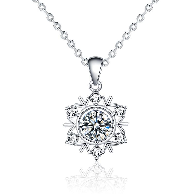 Lindon S925 Sterling Silver Moissanite Luxury Personality Pendant Necklace Women's Classic Tide Sugar Full of Wild Clavicle Chain