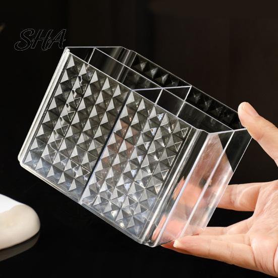 Clear Cosmetic Storage Box Transparent Acrylic Makeup Brush Organizer, Multi-Compartment Bin, Modern Dressing Table Case Style Display for Lip