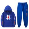 Mens Winter Warm Hooded Sweatshirt Pants Set Anime Inspired Casual Tracksuit Cotton Blend Thick Fleece Lined