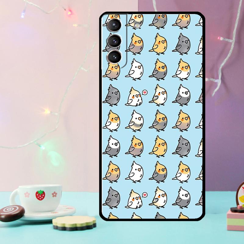Cartoon Cockatiel Collage Phone Case For Samsung Galaxy S25 Ultra S20 S21 S22 S23 Plus S9 S10 S25 FE S24 Ultra Cover