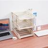 Portable Three-Layer File Rack Vertical Stackable A4 File Tray Plastic Letter Tray for Home Office School