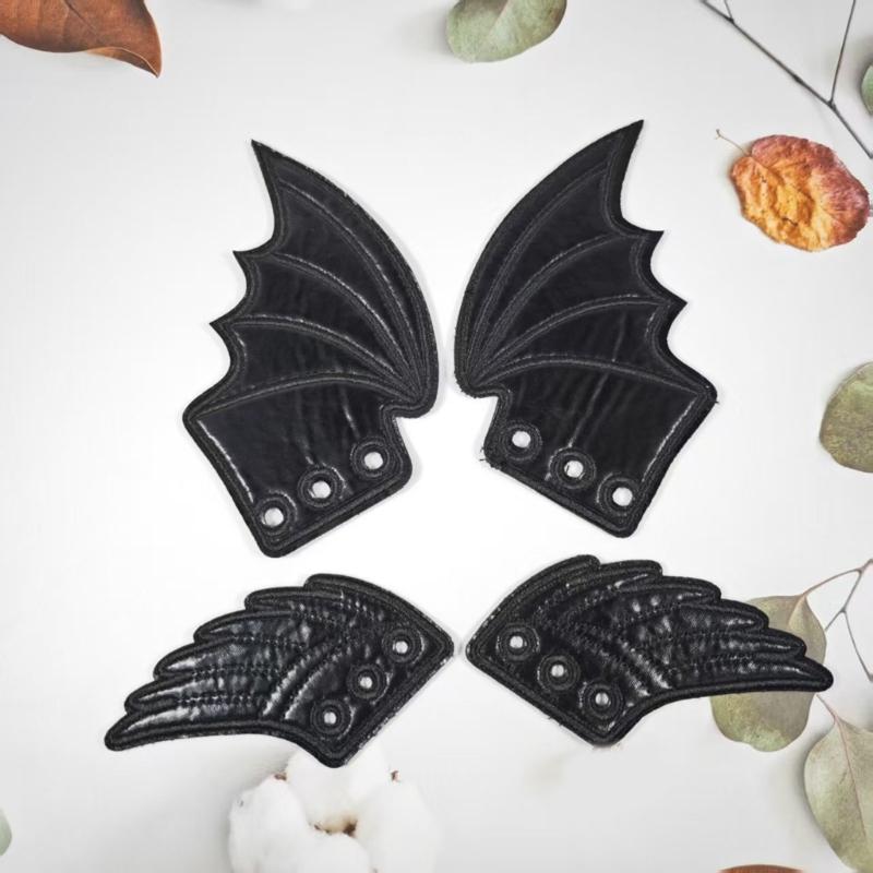 PU Leather Bat Wing Shoe Charm Halloween Footwear Decoration Accessories For Sneakers Boot Skateboard And Running Shoe