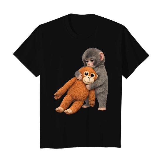 

Men Tee Shirt Punch Monkey Pattern Round Neck Short Sleeve Pullover Tops Stretchy Fit Solid Color Casual Tops Daily Wear 3XL F