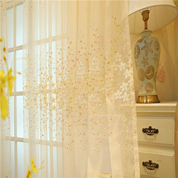 1 buc Cortină Transparentă Europeană cu Flori Embosate Pentru Camera de Zi Broderie 3D Cortină de Tul Transparentă Pentru Dormitor Birou Living Sufragerie Dormitor