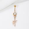 Wind new zircon full diamond design navel nail personalized cross design navel ring versatile navel buckle
