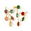 2 Pcs Mini Multicolor Rhinestone Pentagram Olive Charms 304 Stainless Steel Geometric Pendants 18k Gold Plated For DIY Necklace