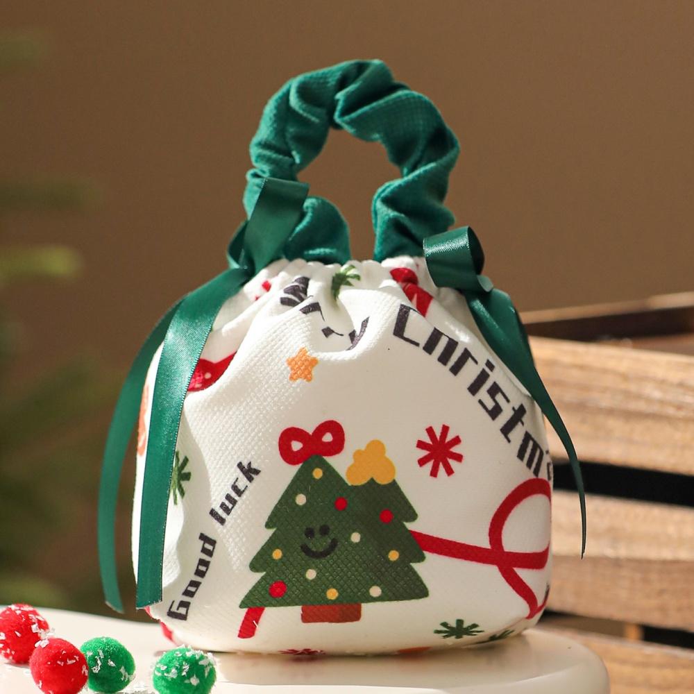 

Christmas Gift Bags Cartoon Candy Bag with Bow Biscuits Apple Packaging Box Children s Drawstring Pouch Party Supplies Storage