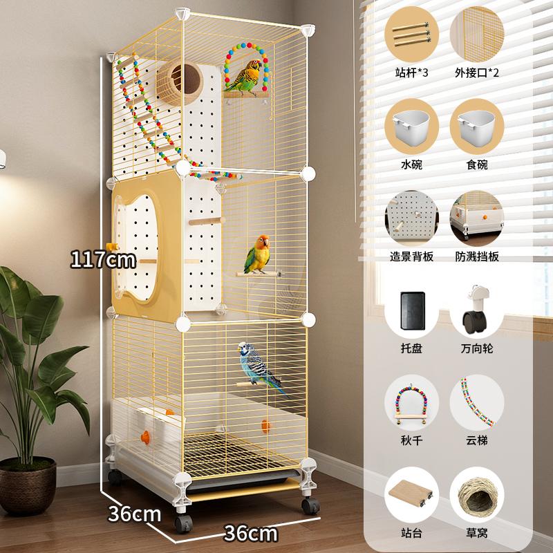 Gaiola Grande para Pássaros Papagaios com Design Anti-Espalhamento para Calopsitas e Periquitos, Aviário de Luxo para Periquitos Casa de Voo Premium para Animais de Estimação