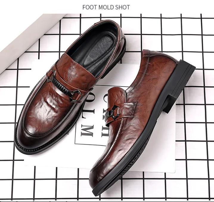 Pánské společenské boty z pravé kůže, vysoce kvalitní, formální, oxfordské, pánské kožené boty, mokasíny, zapatos hombre