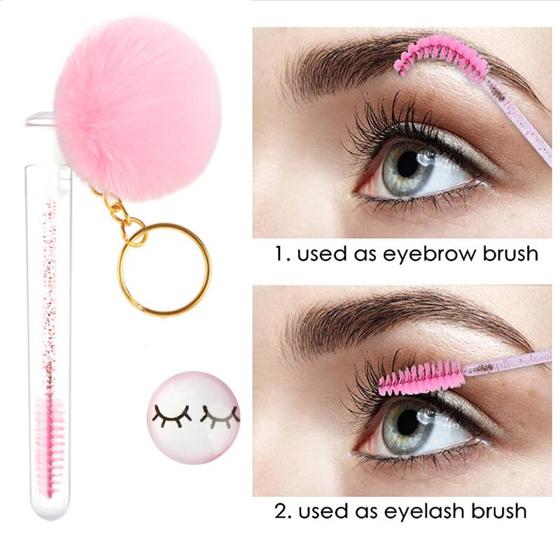 Eyelash Brush Tube With Pompom Lash Extension Makeup Brush Dustproof Eyebrow Comb Beauty Tools