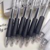 6Pcs 0.5mm Black Water-based Pen Push Design Quick Drying School Stationery Mechanical Gel Ink Pen Office Supplies