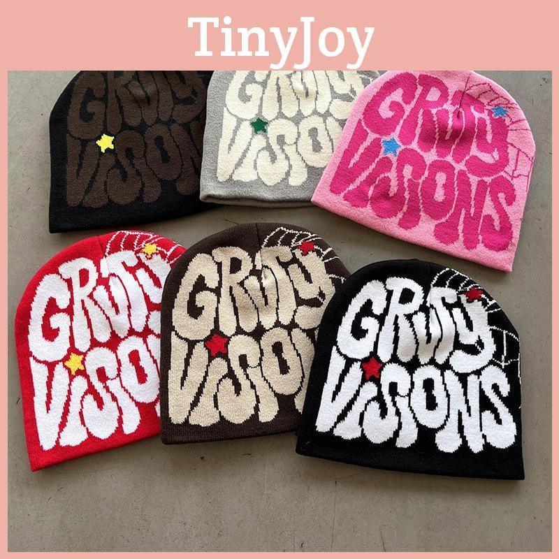 Letters Grvty Visions Knit Beanie Hats Winter Embroidered Casual Streetwear