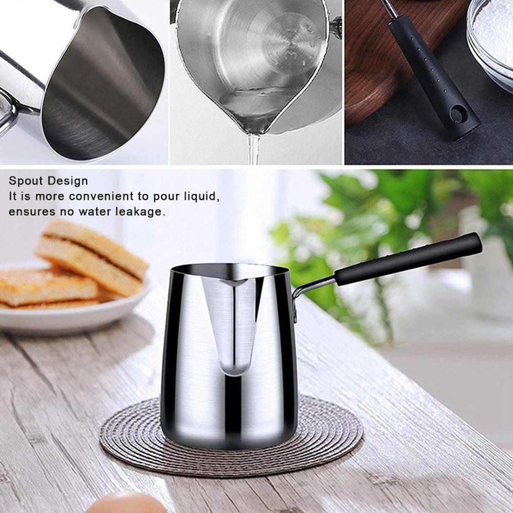 350ml Capacity Butter Warmer Stainless Steel Melting Pot Coffee Warmer  Lattes Preparation