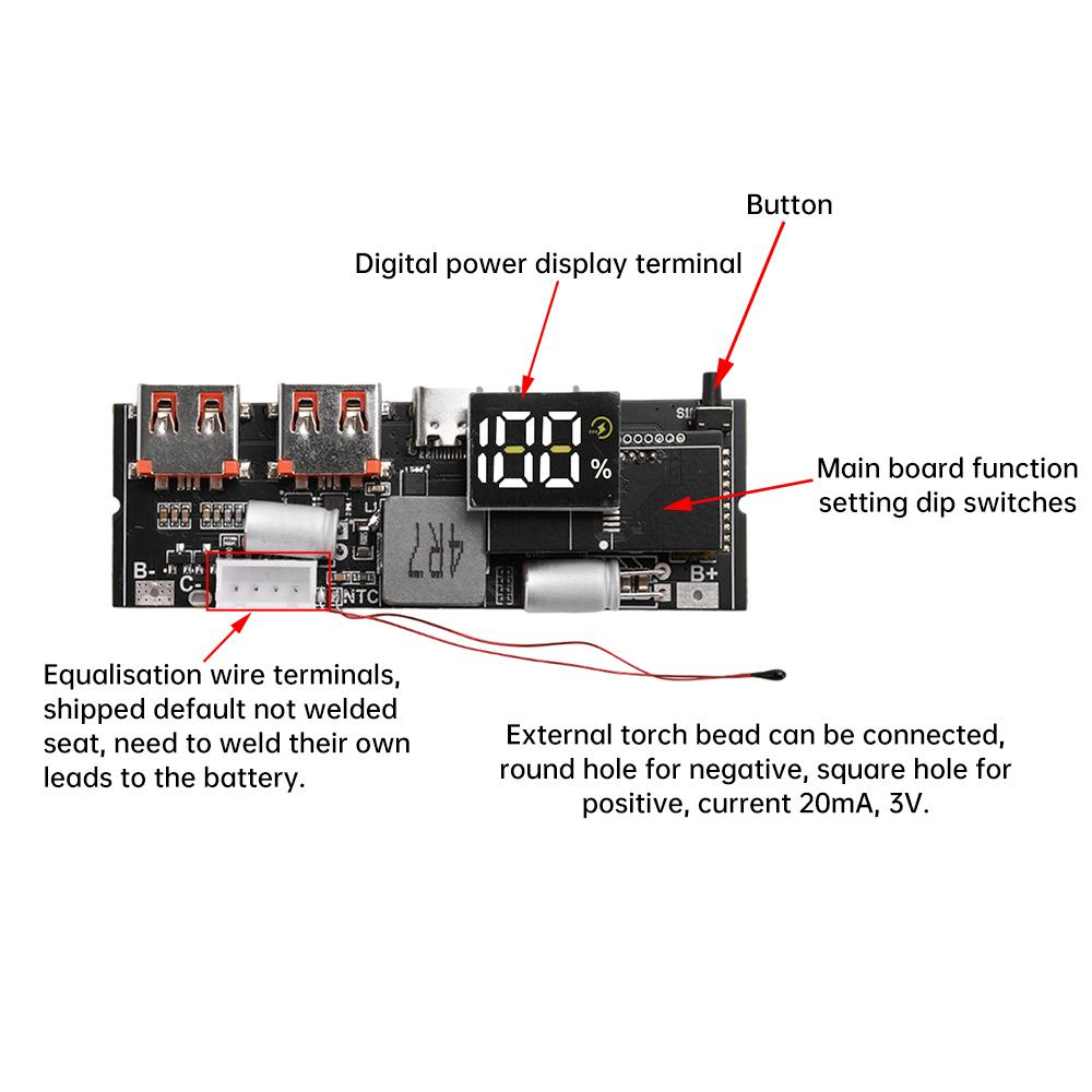 65W 100W Power Bank Double Type-C Port Two Way Fast Charge Mobile Power Module DIY Motherboard 3S 4S 5S QC/PD/PPS/SCP/VOOC
