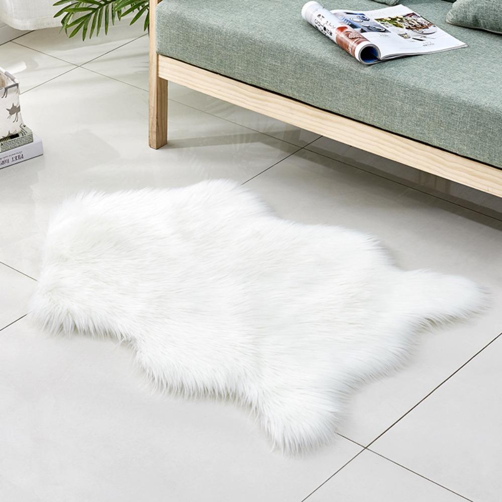 Soft Imitation Wool Bedside Rug Fluffy Shaggy Floor Protection Long Plush Rug Washable Home Decor Bedroom Carpet Bedroom