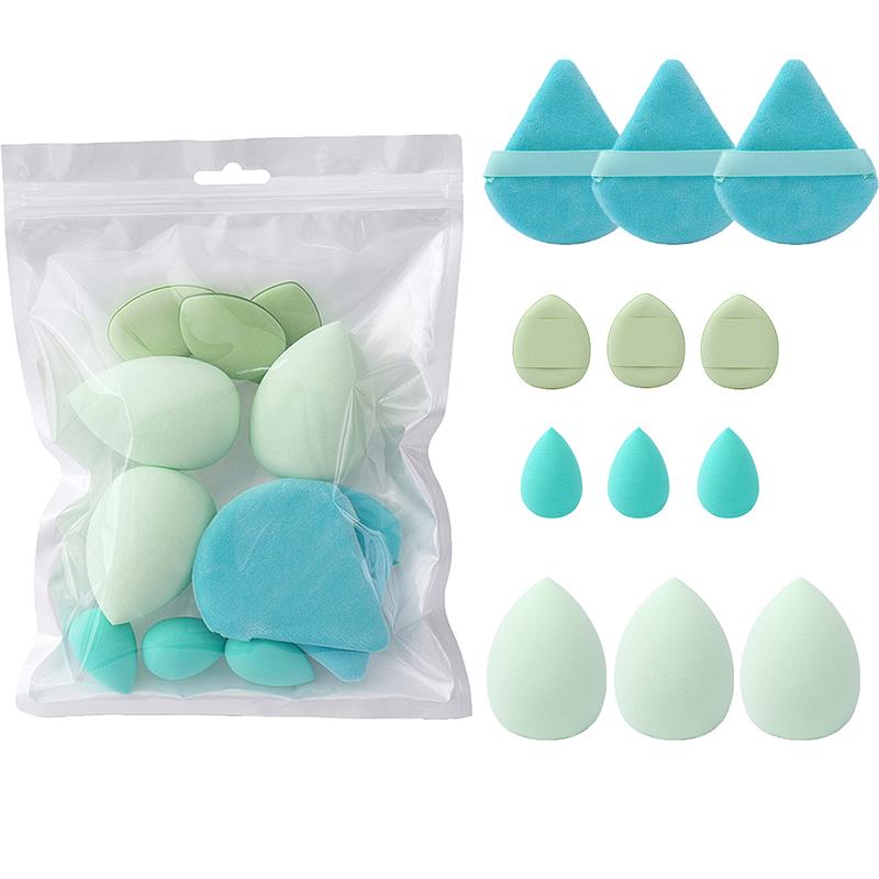 12-Piece All-Purpose Makeup Sponge Set Velvet Triangle Puff Face Finger Puffs Mini Sponge Egg Liquid Foundation Tools Make Up