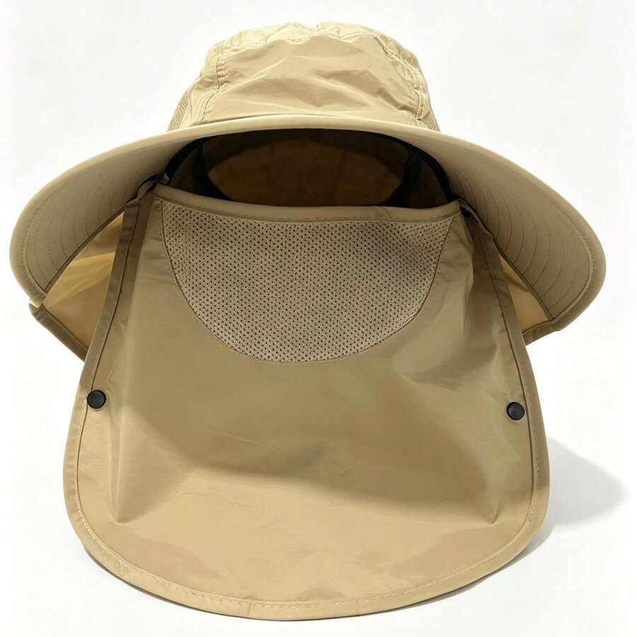 Multifunctional Breathable Full Face Sun Protection Bucket Hat With Detachable Mask Wide Brim Unisex Outdoor Hat OSFAKhaki разноцветный