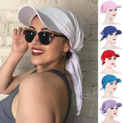 Summer Solid Color Candy Color Outdoor Windproof Sunscreen with Brim Headscarf Casual Headscarf Hat