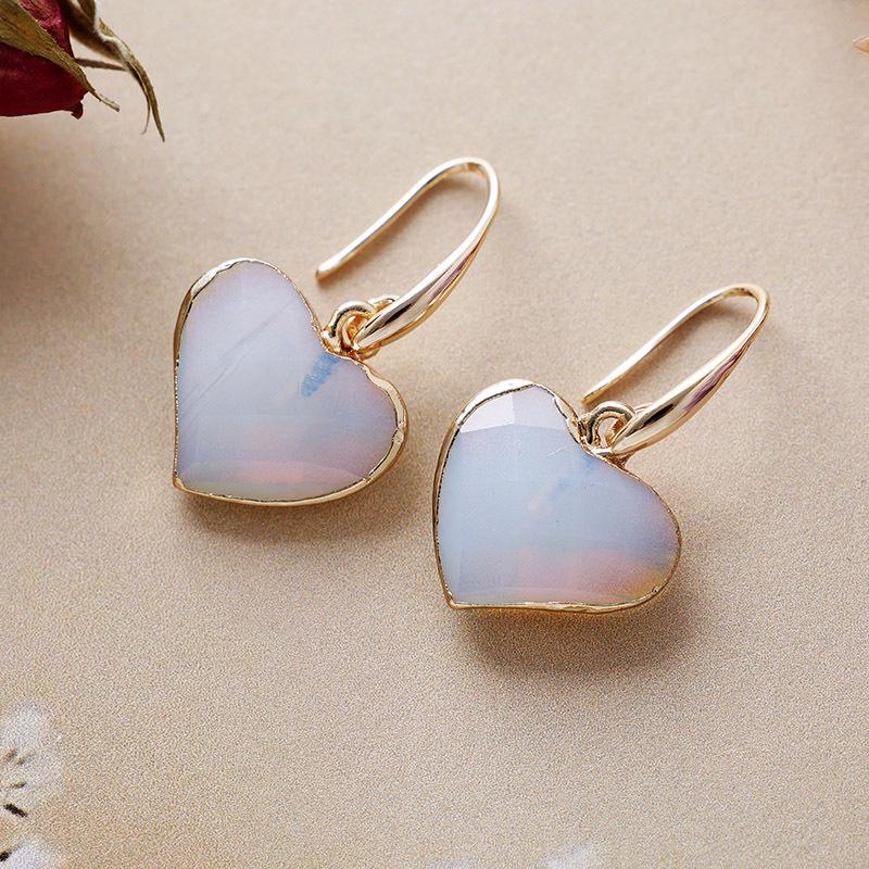 

Natural stone turquoise love earrings ear hook earrings Japanese and Korean designer merchandise popular jewelry