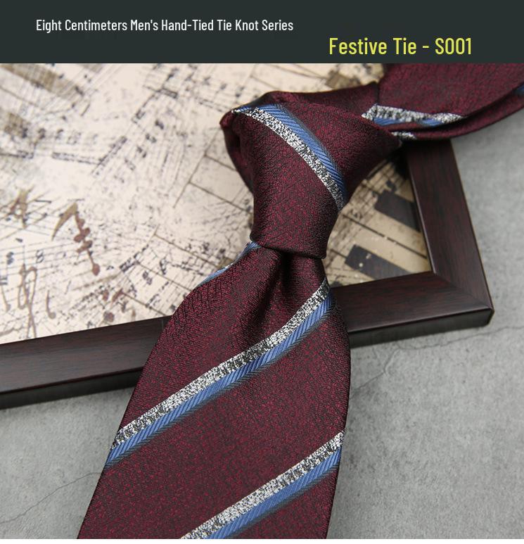 Men's Formal Wine Red Wedding Tie - 8CM Hand-Tied Groom Suit Accessory