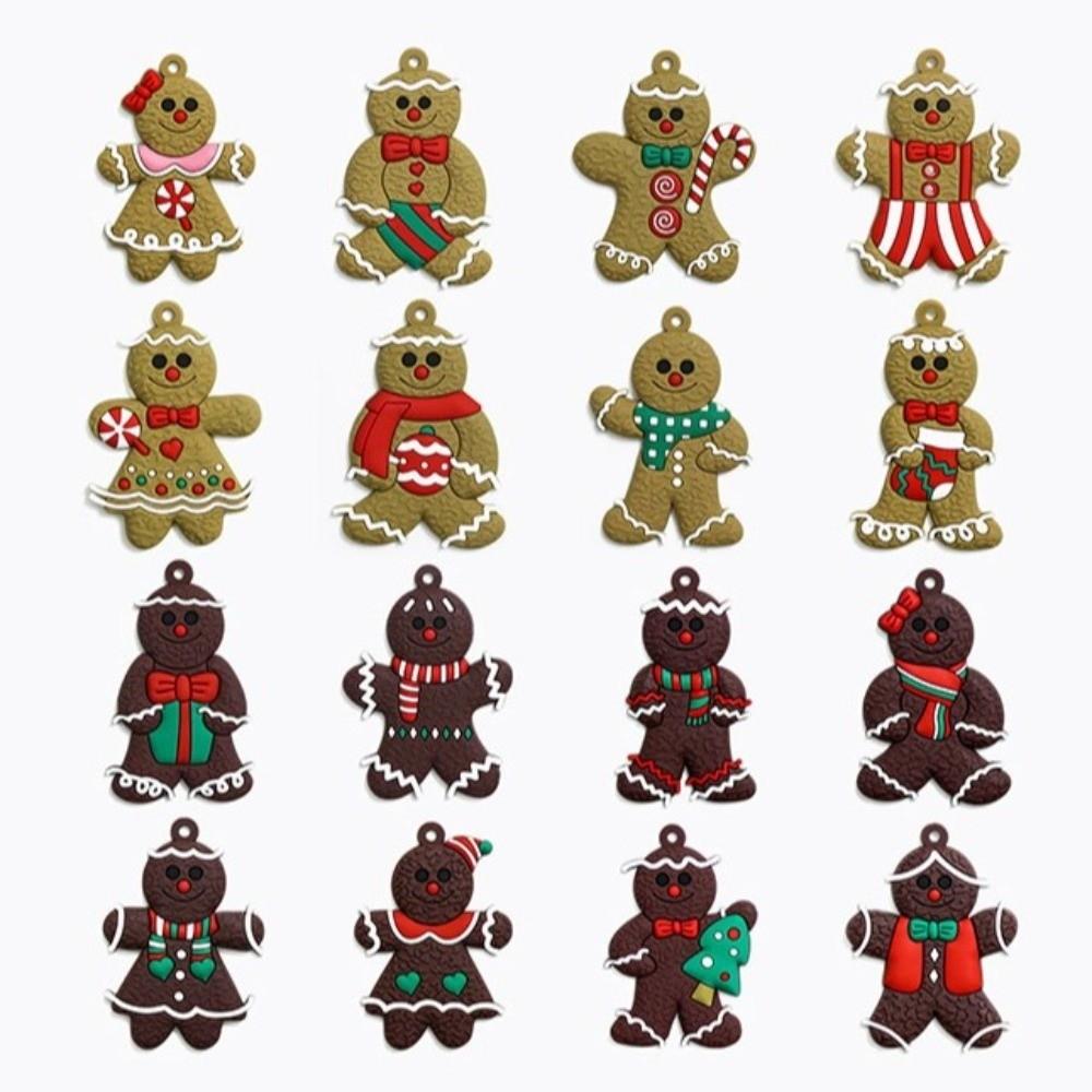 16Pcs/set Kid Gift Gingerbread Man Ornament PVC Xmas Tree Decoration Christmas Tree Pendant