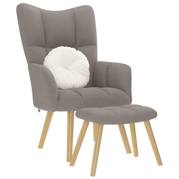VidaXL Chaise de relaxation avec repose-pied Taupe Tissu, chaise, fauteuil relax, fauteuil relax en tissu, chaise de salon, 4016784