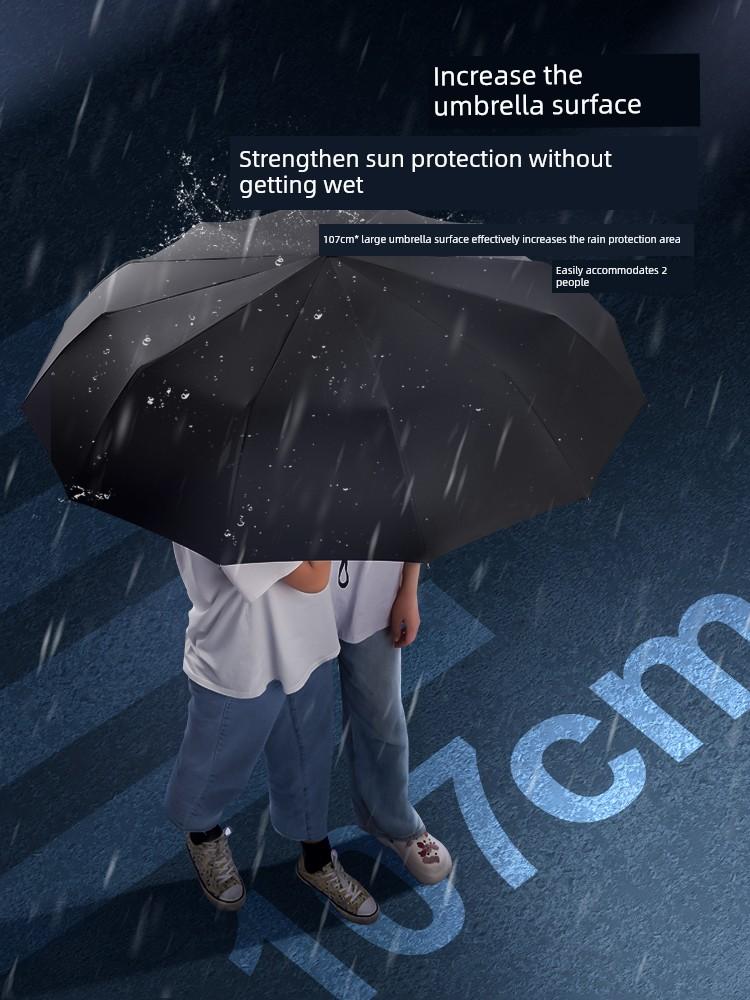 Automatic Umbrella Men's Large Reinforced Thickened Strong Wind-Resistant Sun Umbrella Folding Sun Umbrella Female Rain Or Shine Dual-Use Umbrella